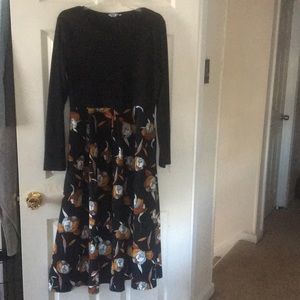 Long sleeve black floral dress